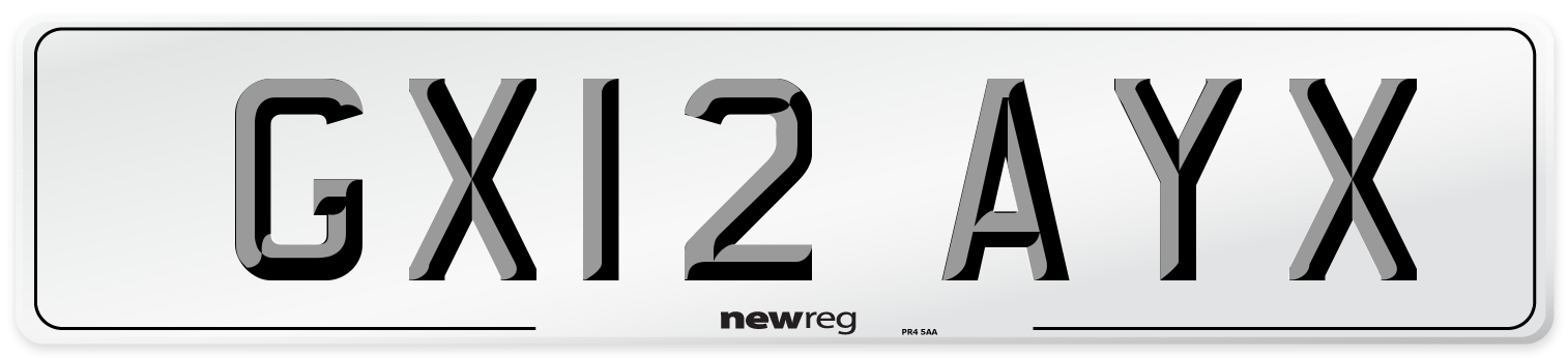 GX12 AYX Number Plate from New Reg